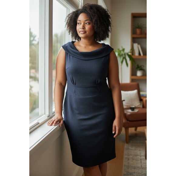 torrid Dresses & Skirts - Vintage Torrid Black Pinstripe Womens Sheath Dress Size 16 Classic Office Core
